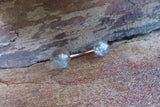 Rose Gold Rutile Natural Stone Belly Ring 14g (1.6mm) Piercing 8mm 10mm 11mm 12mm Lengths