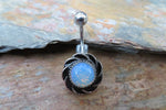 Opalite Sunflower Stone Belly Ring 14g (1.6mm) Piercing