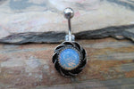 Opalite Sunflower Stone Belly Ring 14g (1.6mm) Piercing