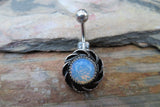 Opalite Sunflower Stone Belly Ring 14g (1.6mm) Piercing