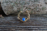 Blue Fire Opal Silver IP Faux Fake Septum Non Piercing