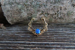 Blue Fire Opal Gold IP Faux Fake Septum Non Piercing