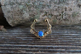 Blue Fire Opal Gold IP Faux Fake Septum Non Piercing