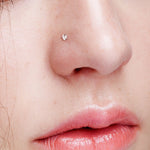 20G Silver Heart 3mm Clear Zirconia Gem Surgical Steel Nose Nostril Piercing Bone or L Bend or Screw 20G (0.81mm)