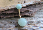 Green Aventurine Natural Stone Belly Ring 14G (1.6mm) VCH Piercing 6mm & 8mm Stone Balls 8mm 10mm 11mm 12mm Lengths