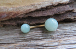 Green Aventurine Natural Stone Belly Ring 14G (1.6mm) VCH Piercing 6mm & 8mm Stone Balls 8mm 10mm 11mm 12mm Lengths