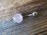 Rose Quartz Petite Natural Stone Belly Ring 14G (1.6mm) Piercing