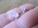 Rose Quartz Petite Natural Stone Belly Ring 14G (1.6mm) Piercing