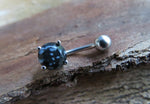 Snowflake Obsidian Petite Natural Stone Belly Ring 14G (1.6mm) Piercing