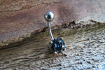 Snowflake Obsidian Petite Natural Stone Belly Ring 14G (1.6mm) Piercing