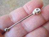 Howlite Skull Industrial Surgical Steel Barbell Piercing 14G (1.6mm) Small Balls