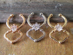 Gold IP Sophisticated Crystal Gems Faux Fake Septum Non Piercing