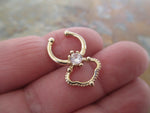 Gold IP Sophisticated Crystal Gems Faux Fake Septum Non Piercing