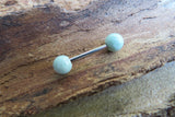 Custom Lengths Green Amazonite Natural Stone Barbell Nipple Ring Tongue Ring 14g (1.6mm) Piercing