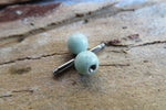 Custom Lengths Green Amazonite Natural Stone Barbell Nipple Ring Tongue Ring 14g (1.6mm) Piercing