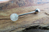 Rutile Quartz Titanium Ti6Al4V ELI Implant Grade Natural Stone Barbell Tongue Ring 14g (1.6mm) Piercing