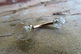 Black IP Rutile Quartz Natural Stone Belly Ring 14g (1.6mm) VCH Piercing 8mm 10mm