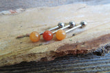 Carnelian Natural Stone 14G Surgical Steel or Titanium Ti6Al4V ELI Implant Grade Tongue Ring