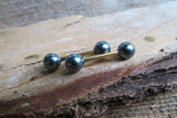 14G Gray Gold Ion Plated Surgical Steel Pearl Nipple Piercing Set Pair