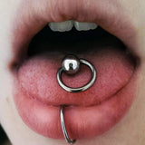 Custom Lengths Rainbow Knocker Tongue Ring 14g (1.6mm) Piercing