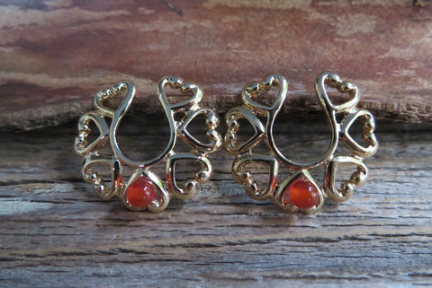 Hearts Carnelian Natural Stone Faux Nipple Shields