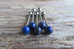 Lapis Lazuli Titanium Ti6Al4V ELI Implant Grade Natural Stone Barbell Tongue Ring 14g (1.6mm) Piercing