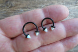 Black IP White Opal Cones 16G Horseshoe Surgical Steel Septum Daith Rook 16G (1.2mm) Piercing 8mm 10mm