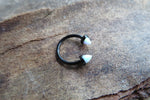 Black IP White Opal Cones 16G Horseshoe Surgical Steel Septum Daith Rook 16G (1.2mm) Piercing 8mm 10mm