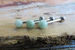 Custom Lengths Green Amazonite Natural Stone Barbell Tongue Ring 14g (1.6mm) Piercing