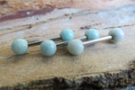 Custom Lengths Green Amazonite Natural Stone Barbell Nipple Ring Tongue Ring 14g (1.6mm) Piercing