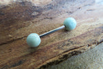 Custom Lengths Green Amazonite Natural Stone Barbell Nipple Ring Tongue Ring 14g (1.6mm) Piercing