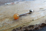 Carnelian Titanium Ti6Al4V ELI Implant Grade Natural Stone Barbell Tongue Ring 14g (1.6mm) Piercing