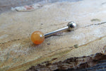 Carnelian Natural Stone 14G Surgical Steel or Titanium Ti6Al4V ELI Implant Grade Tongue Ring