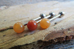 Carnelian Natural Stone 14G Surgical Steel or Titanium Ti6Al4V ELI Implant Grade Tongue Ring