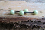 14G Mint Green Pearl Silver Surgical Steel Pearl Nipple Piercing Set Pair