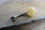 Pale Yellow Quartz Natural 8mm Stone & Length Belly Ring VCH 14G (1.6mm) Piercing