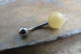 Pale Yellow Quartz Natural 8mm Stone & Length Belly Ring VCH 14G (1.6mm) Piercing