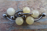 Pale Yellow Quartz Natural 8mm Stone & Length Belly Ring VCH 14G (1.6mm) Piercing