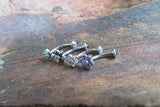 Floating Purple Minimalist Petite Custom Lengths Crystal Flower Gems Belly Ring 14g VCH Internally Threaded Piercing