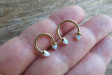 Gold IP White Opal Cones 16G Horseshoe Surgical Steel Septum Daith Rook 16G (1.2mm) Piercing 8mm 10mm