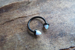 Black IP White Opal Cones 16G Horseshoe Surgical Steel Septum Daith Rook 16G (1.2mm) Piercing 8mm 10mm