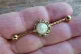 Custom Lengths Opal Gold Ion Plated Surgical Steel 316L Barbell Industrial Small Balls 14G (1.6mm) Piercing