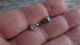 Aurora Borealis Minimalist Crystal Gems Belly Ring 14g Internally Threaded Piercing