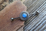 Custom Lengths White Opal Mandala Surgical Steel 316L Barbell Industrial 14G (1.6mm) Piercing