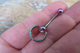 Rainbow IP Custom Lengths Crystal Knocker Belly Ring VCH Ring 14g (1.6mm) Piercing