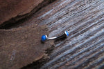 Blue Fire Opal Minimalist Petite Custom Lengths Belly Ring 14g VCH Internally Threaded Piercing