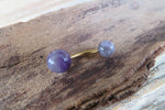 Gold Amethyst Natural Stone Belly Ring 14G (1.6mm) VCH Piercing 8mm 10mm 11mm 12mm Lengths