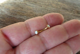 Gold IP White Fire Opal Minimalist Petite Custom Lengths Belly Ring 14g VCH Internally Threaded Piercing