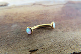 Black IP White Fire Opal Minimalist Petite Custom Lengths Belly Ring 14g VCH Internally Threaded Piercing