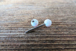 White Opal Surgical Steel Nipple Tongue Ring Barbell 14G (1.6mm) Piercing